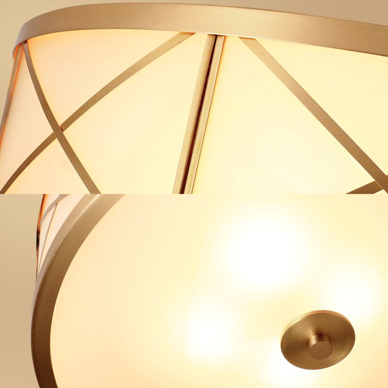Plafonnier traditionnel en verre blanc pour salle à manger, 4 lumières, éclairage de plafond en laiton, 11/14/18 pouces