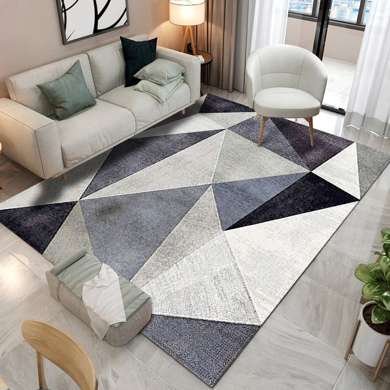 Black Modern Rug Polyester Graphic Rug Stain Resistant Rug for Home Decoration