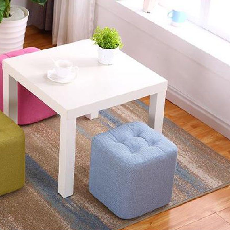 Modern Pouf Ottoman Cotton Fade Resistant Upholstered Tufted Square Ottoman