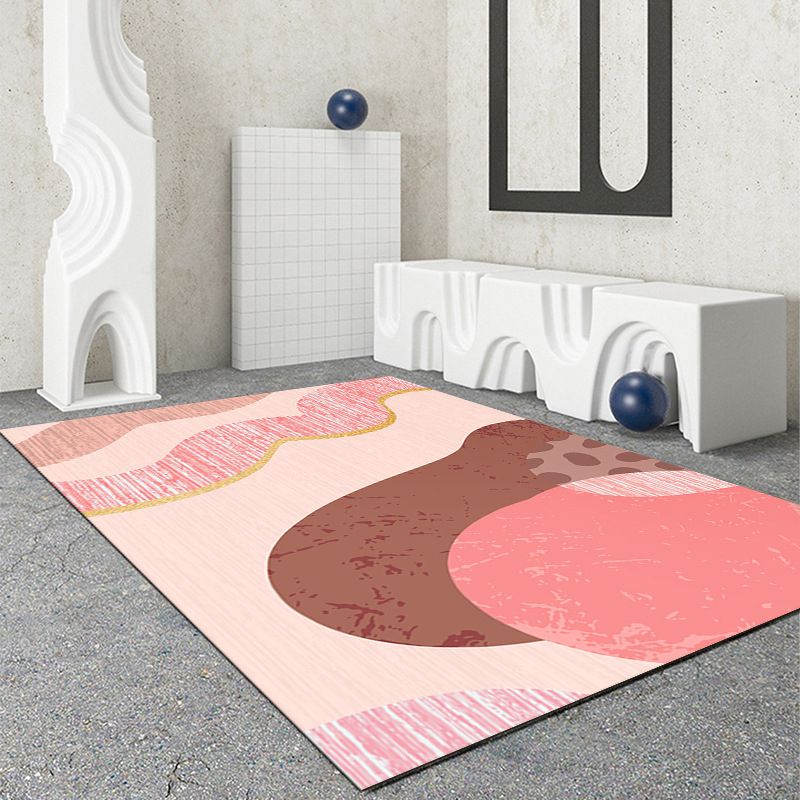 Brown Abstract Indoor Rug Polyester Postmodern Carpet Non-Split for Living Room