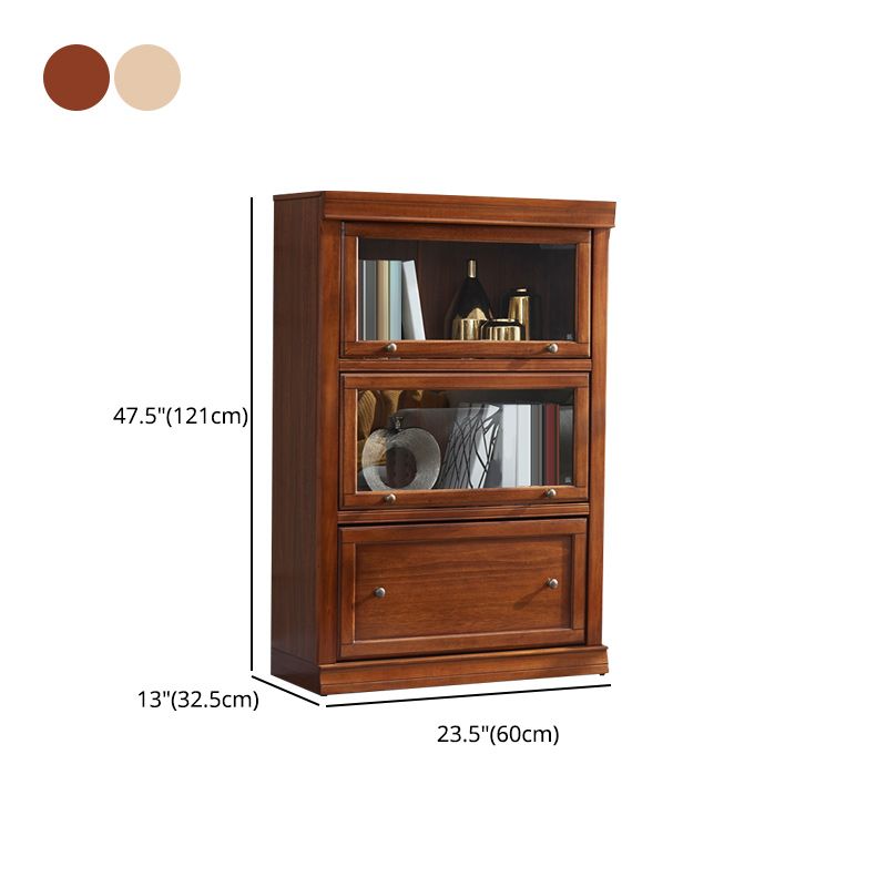 Wooden Standard Bookcase Modern Style Closed Back Vertical Bookshelf With Door