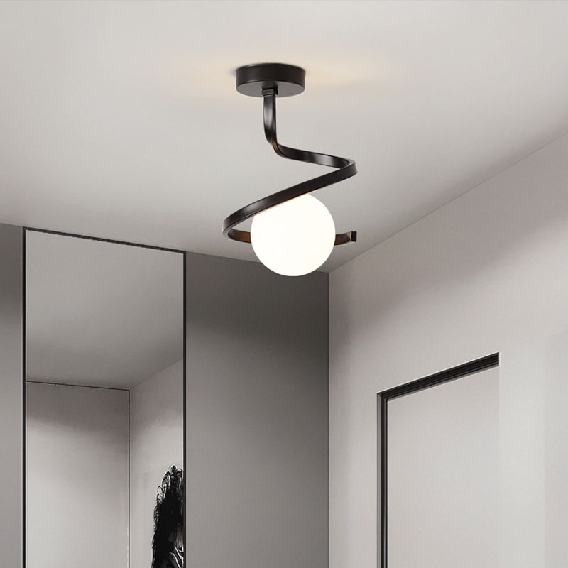Spherical Ceiling Mount Light 1-Light Modern Round with Glass Shade for Aisle