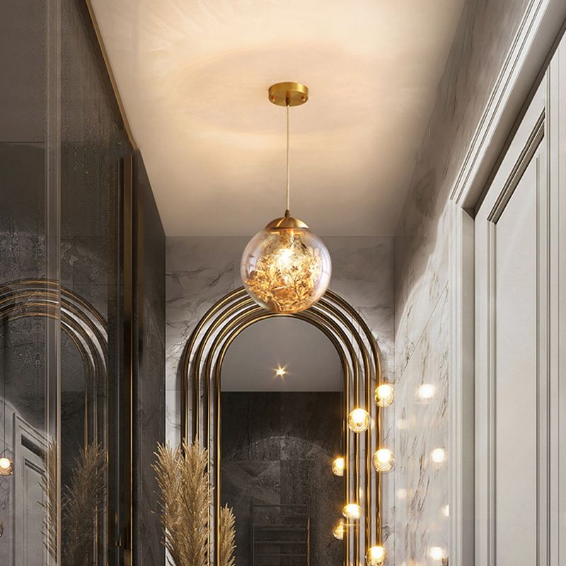 Forme sphérique de style moderne Sanging Sconce Glass 1 Pendante lumineuse pour balcon