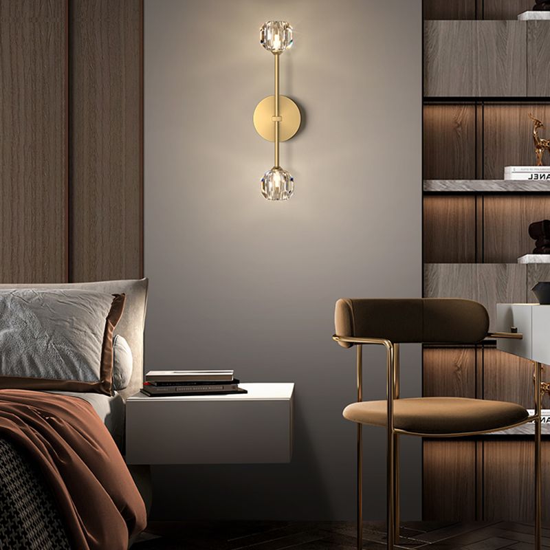 Geometric Shade Multi-Lights Wall Sconce Modern Style Crystal Wall Mount Light Fixture in Gold