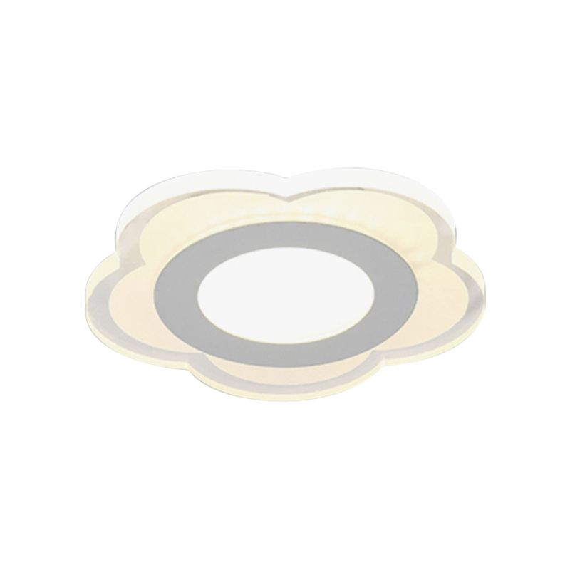 Plafonnier LED ultra fin pour couloir, petit plafonnier blanc simple avec abat-jour en acrylique floral/carré/triangulaire