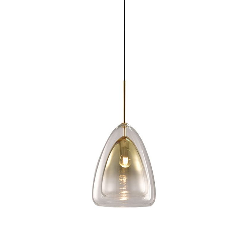 Cono Pendiente Luz de luz Nordic Double Glass Shade 1 Luz de lámpara de 12 "/14" de ancho