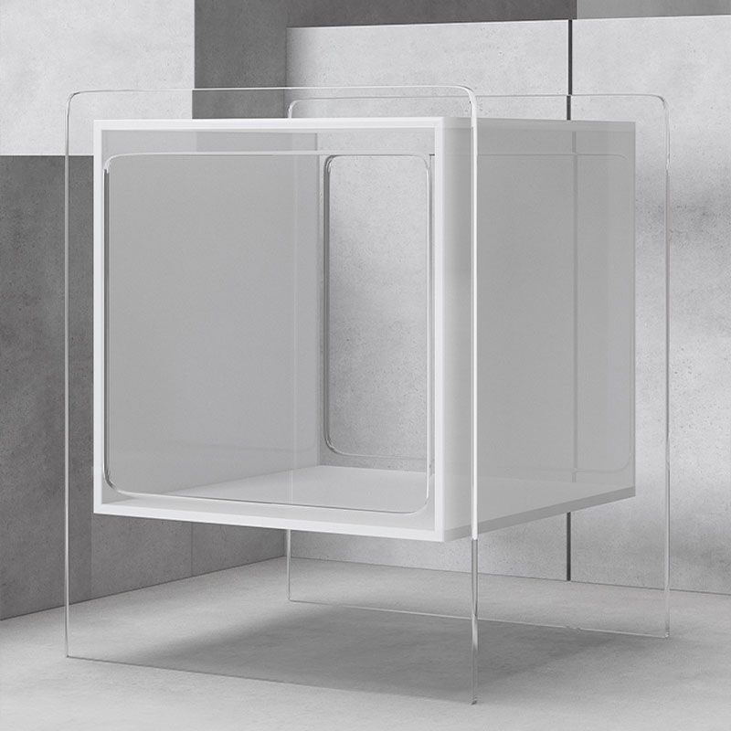 Modernistic Plastic Rectangular End Table Double Tier Corner Table with Storage