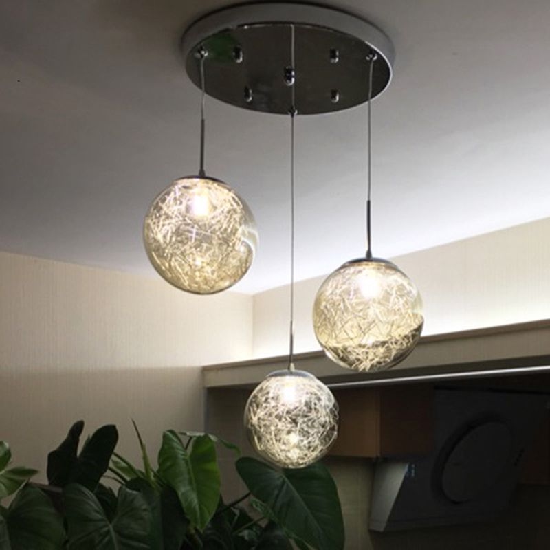 Lampe lampade a sospensione rotonda moderna semplice ciondolo a soffitto in vetro per le scale