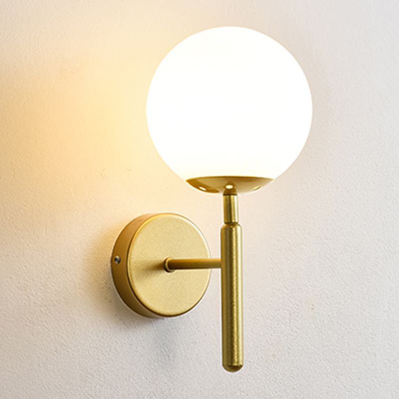 Gold Metal Glass Wall Sconce 1 Blub Wall Mounted Light Fixture for Study Room