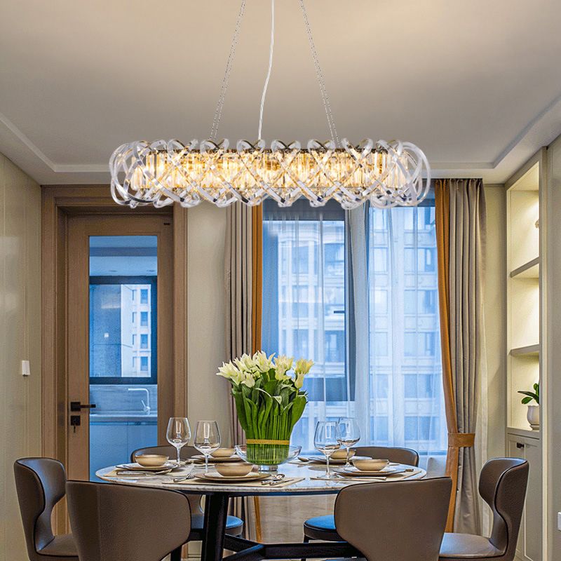 Postmodern Simplicity Geometric Hanging Chandelier Stainless Steel Suspension Lighting for Living Room