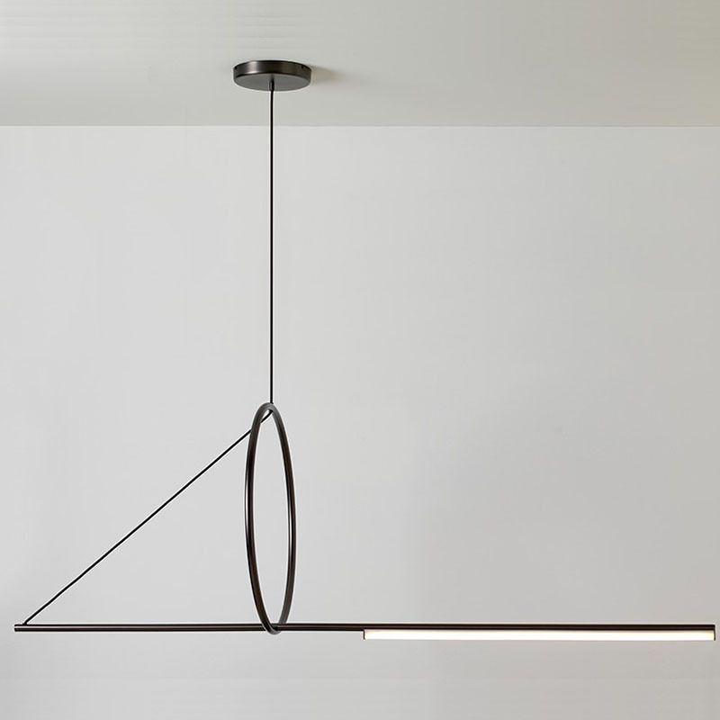 Geometric Island Lighting Fixtures Modern Chandelier Metal 1 Light Island Lamps in Black