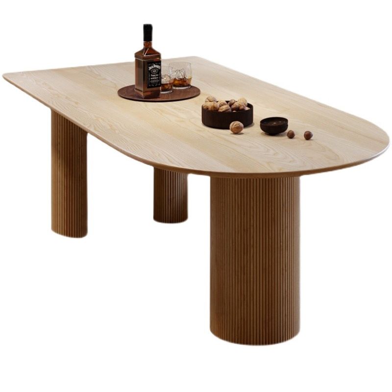 Solid Wood Contemporary Free Form Dining Table Wood Top Table for Home