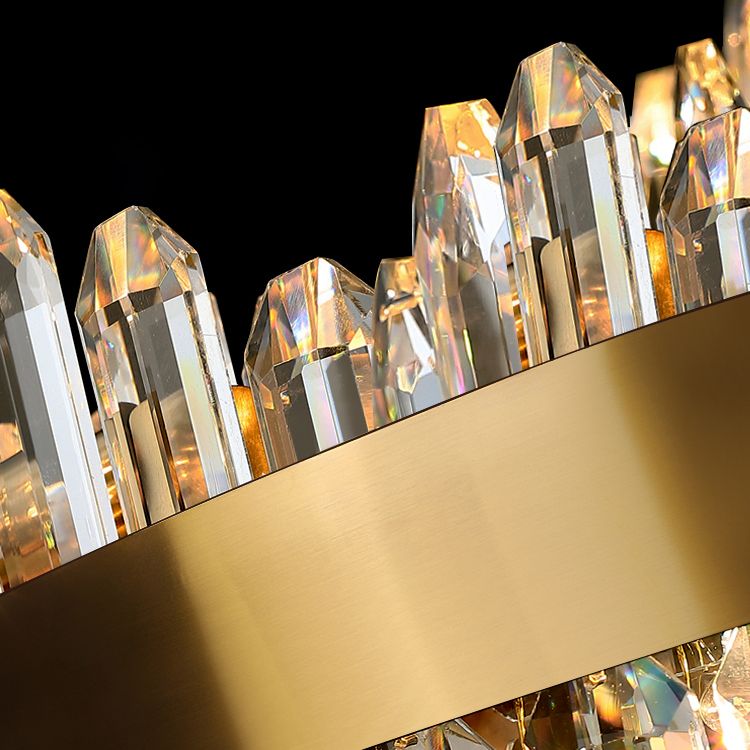 Light Luxury Style Pendant Chandelier Light Circular Crystal Hanging Chandelier