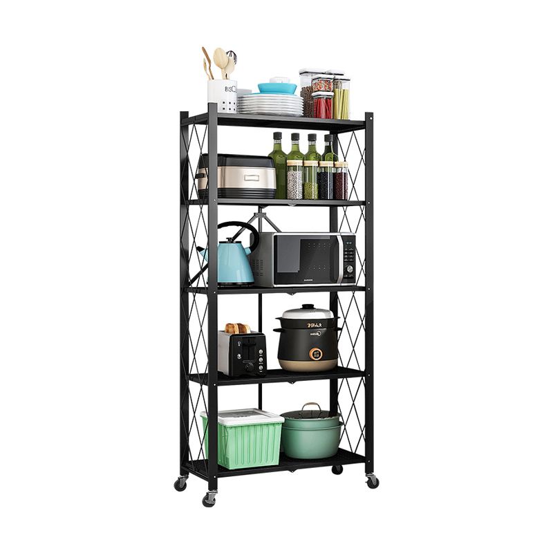 Industrial Folding Steel Etagere Bookshelf Open Bookshelf with Caster Wheels