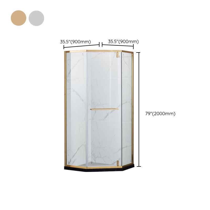 Pivot Tempered Glass Shower Door, Diamond Shape Stainless Steel Frame Shower Door