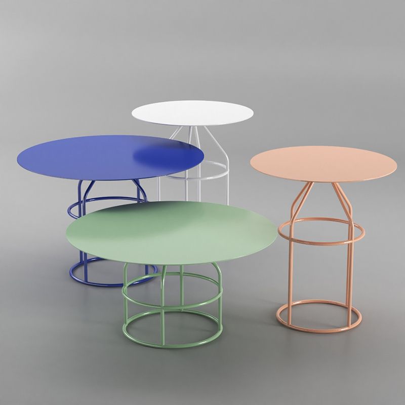 Frame Shaped Base Design Cocktail Table Multi-color Selection of Metal Round Coffee Table