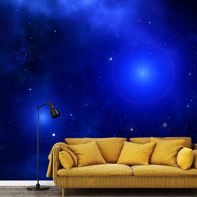Starry Night Scenery Mural Wallpaper for Sitting Room, Custom Size Available
