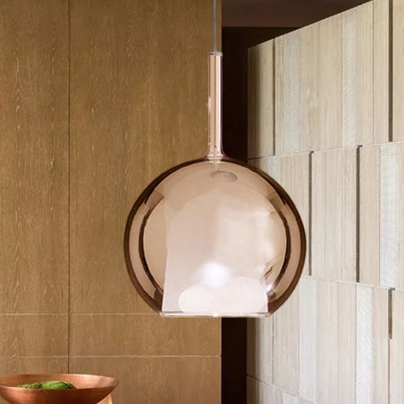 Globe Pendant Light Ayémorrat contemporain Cognac Glass 1 Light Dining Room Hanging Light Kit, 6 "/ 8" / 10 "de large