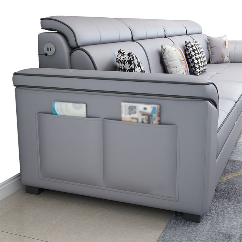 Faux Leather/Cotton Blend L-Shape Right Hand Facing Sectional Sofa Set