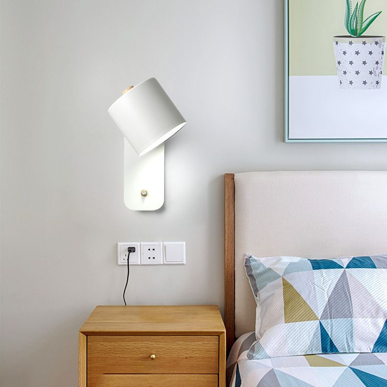 Dormitorio luminosos simples lámparas de apliques 1 iluminación de pared giratoria de metal