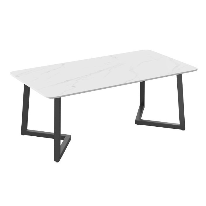 Modern Rectangle Dining Table Sintered Stone Dining Table with Double Pedestal
