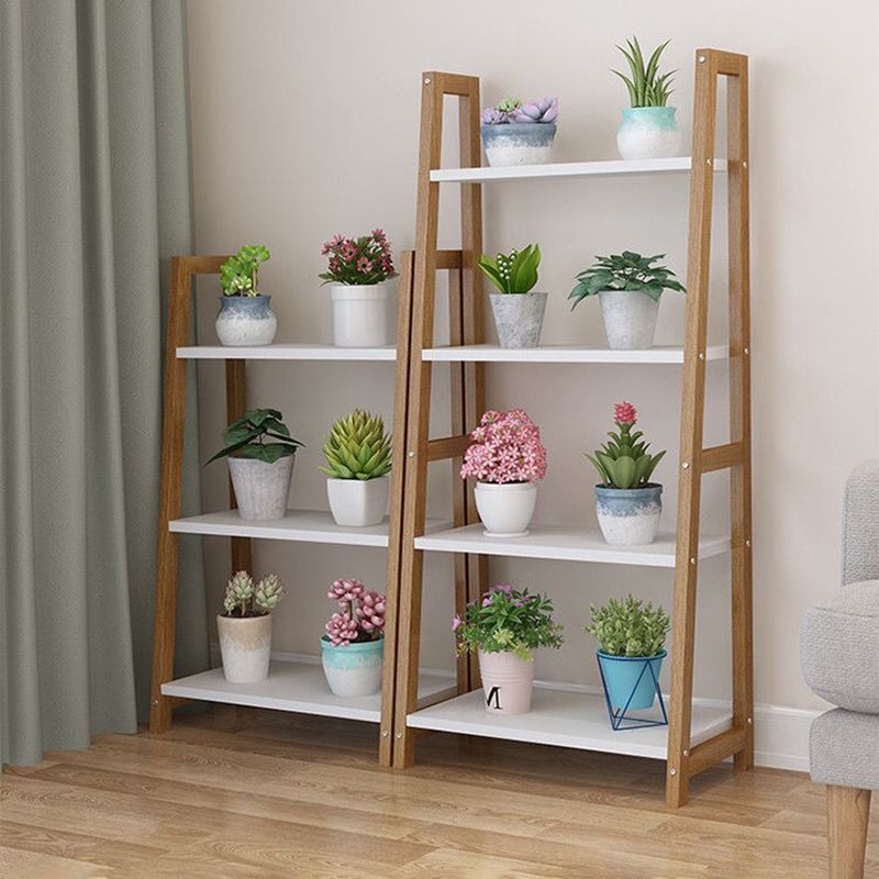 Modern Ladder Vertical Bookshelf Open Wooden Shelf Bookcase for Study Room