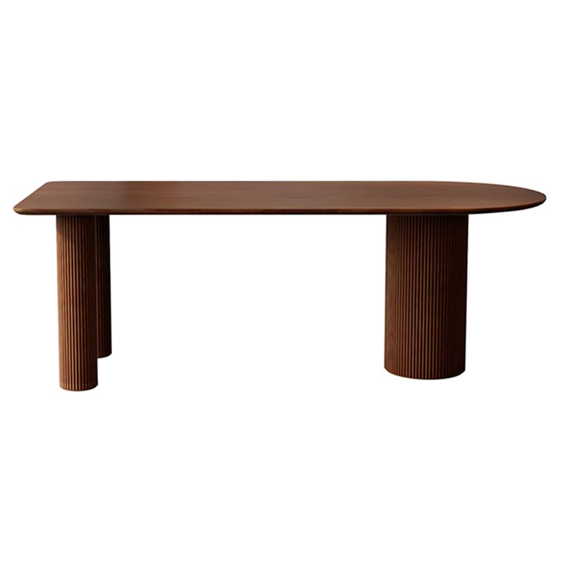 55" Irregular Shape Dining Table Wooden Island Table with 3 Legs for Restaurant