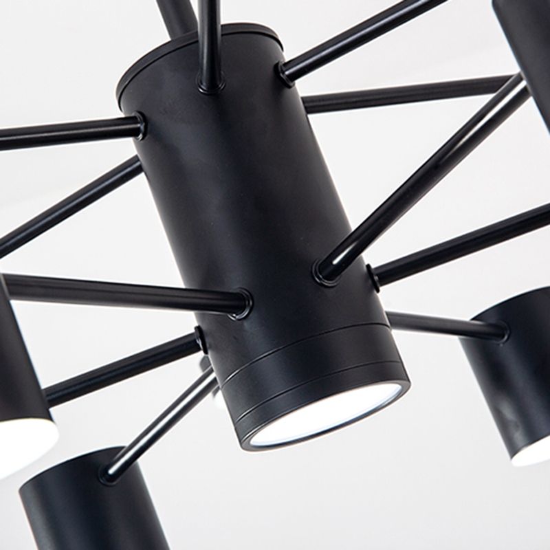 Luces de lámpara de metal de sombra de cilindro accesorios de iluminación de araña modernos en negro