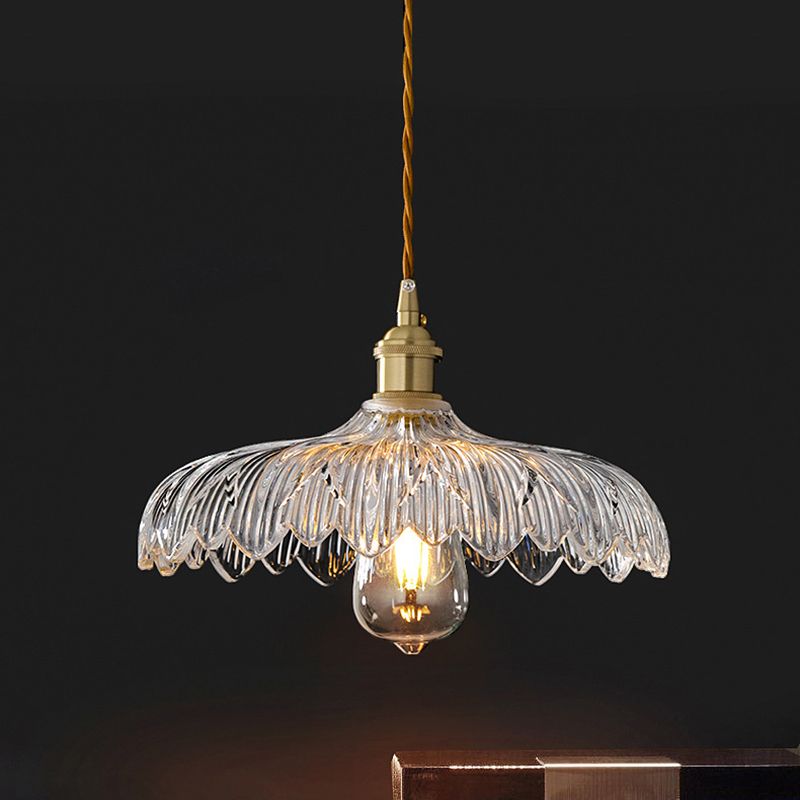 Kit di luce sospesa industriale in vetro trasparente a 1 luci a 1 lutto Luce per sala da pranzo