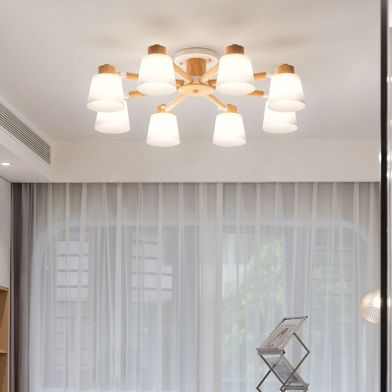 Moderne Einbauleuchten aus Holz, runde Einbaulampe in Braun für das Wohnzimmer