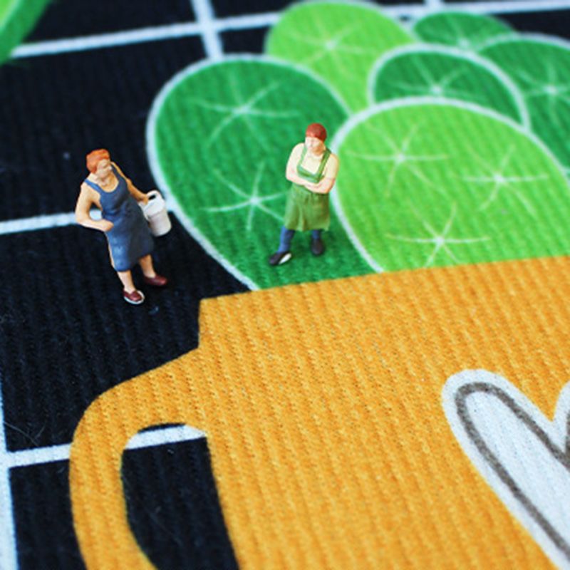 Cartoon Flowers Rug Ellipse Shape Stain Resistant Rug for Home Decor