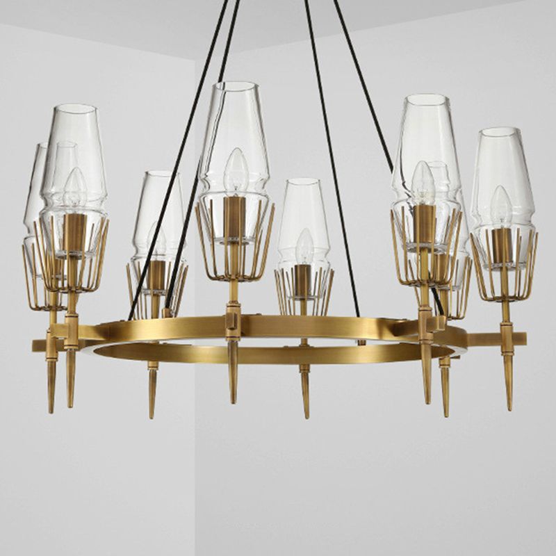 Duidelijke glas 8-lichts hangende plafondlampen radiale moderne stijl kroonluchter lamparmaturen