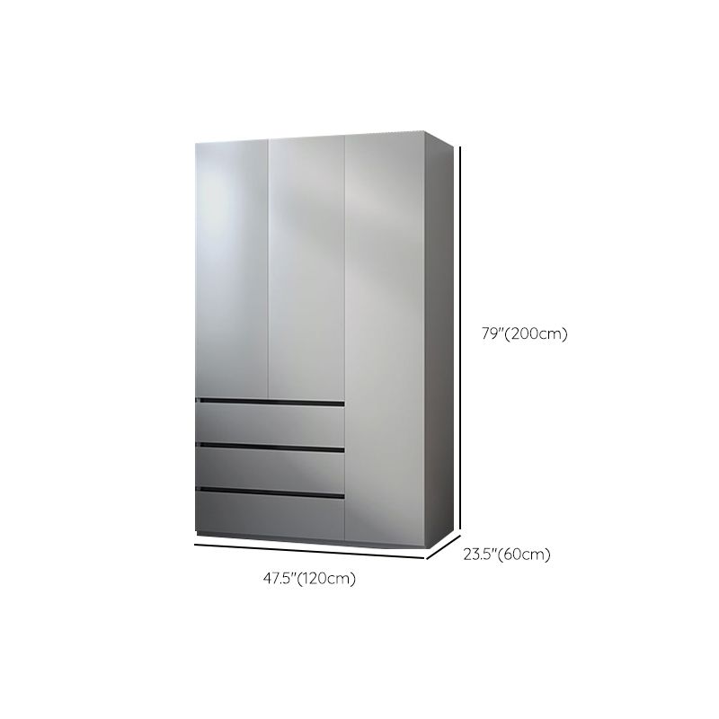 Modern Wood Frame Wardrobe Armoire Freestanding Wardrobe with 3 Self Close Drawers