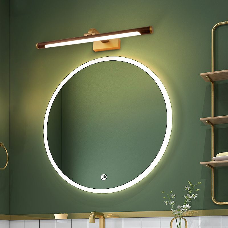 Metal Linear Shade Wall Sconce Modern Style Modern 1 Apparecchio di illuminazione da parete a specchio leggero in marrone