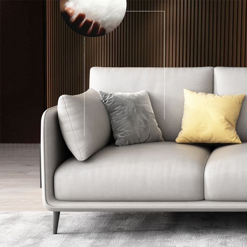 Nordic Square Arm Faux Leather Living Room Pillows Stationary Sofa Chaise