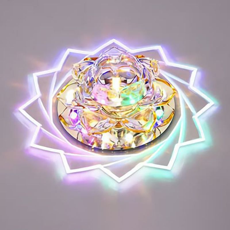 Lotus - Led LED Flush Mount Light Simplicity Crystal Corridoio Flush Monte Massimale Luce in Clear