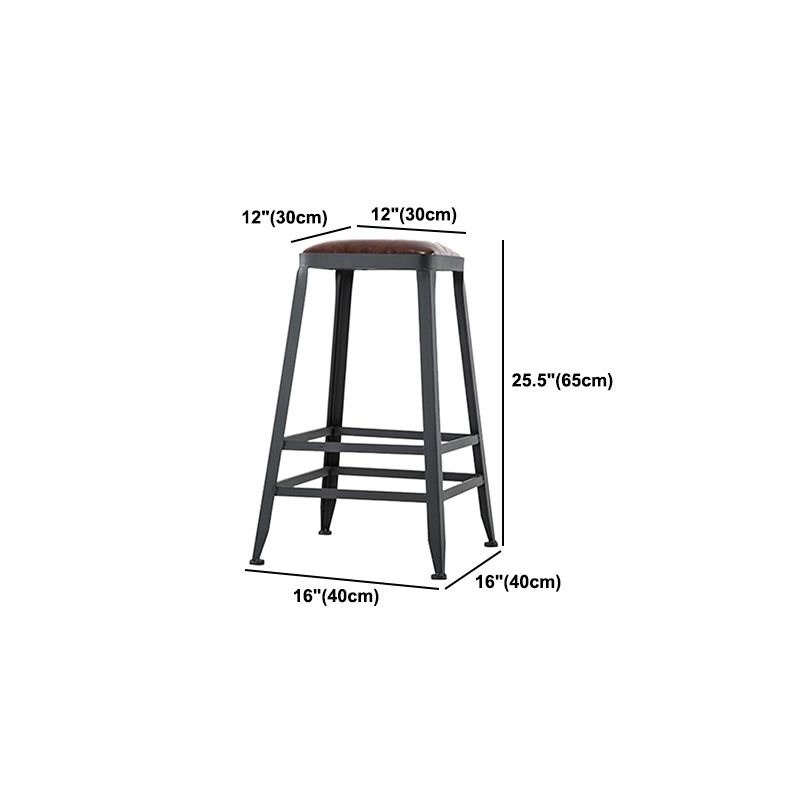 Industrial Coffee Shop Footrest Barstool Black Upholstered Counter Stool