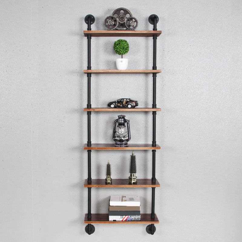 Metal Floating Bookcase Industrial Style Closed Back Shelf for Home Office