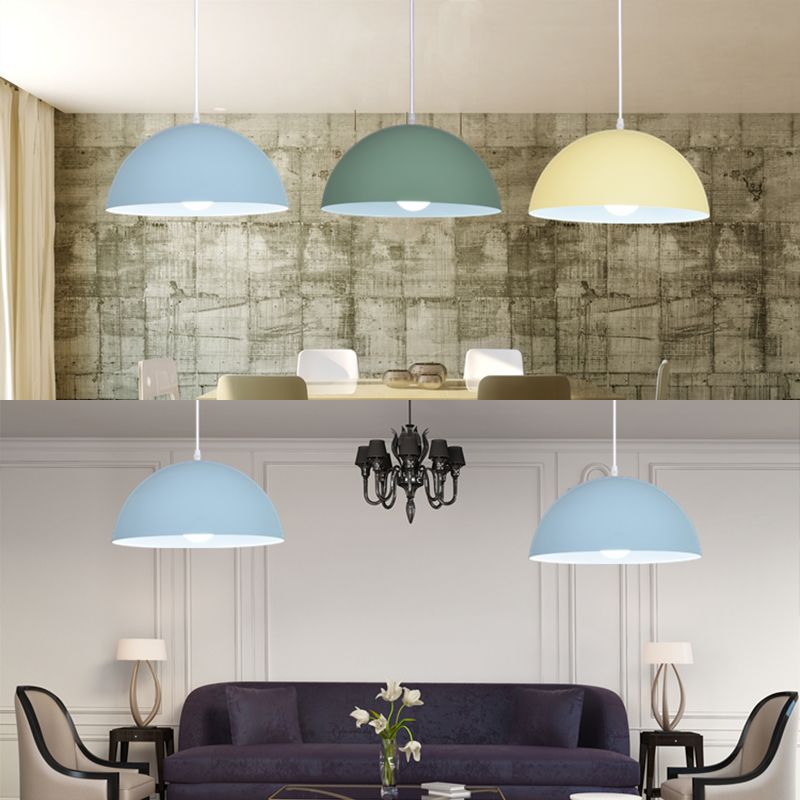 Metal Bowl Shade Hanging Lights Modern Macaron Style 1 Light Hanging Mount Fixture for Supermarket