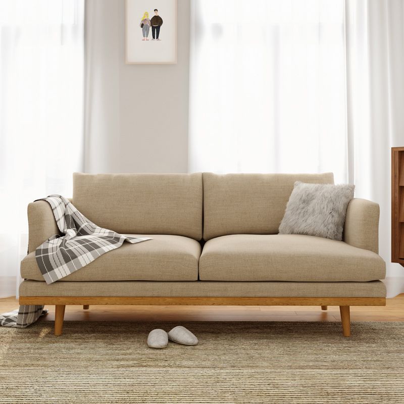 Modern 29.52" H Cotton Blend Wood Frame Recessed Arm Loveseat