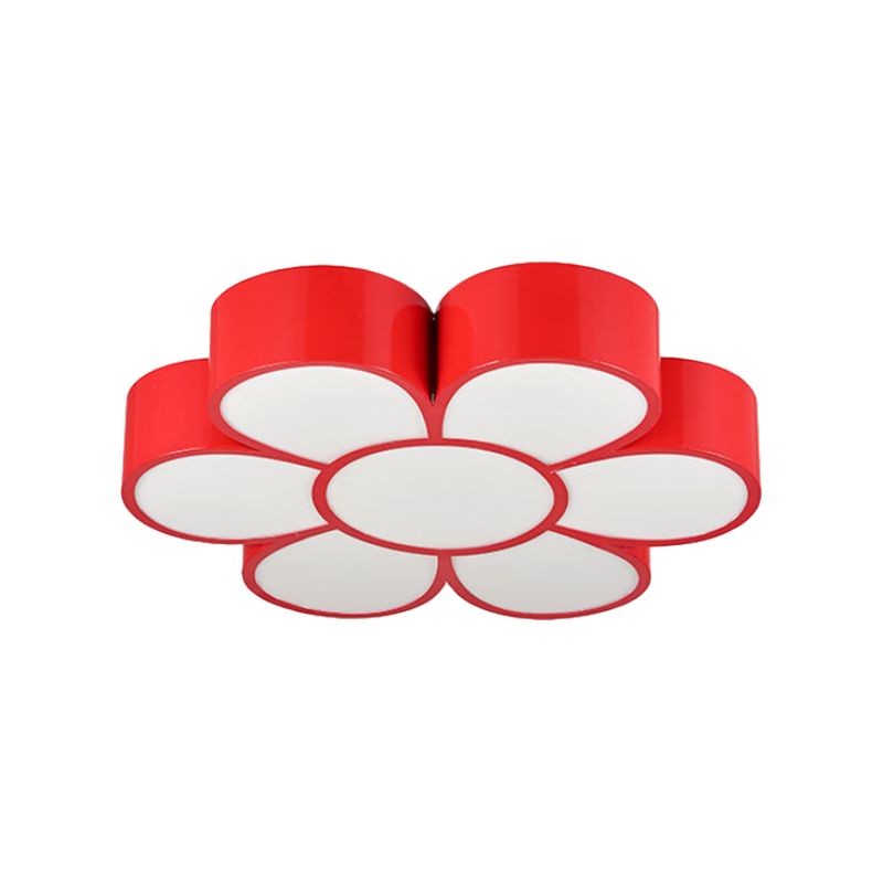 Kids Flower Ceiling Light Fixture Acrylic LED Kindergarten Flush Mount Lighting in Red/Yellow/Green