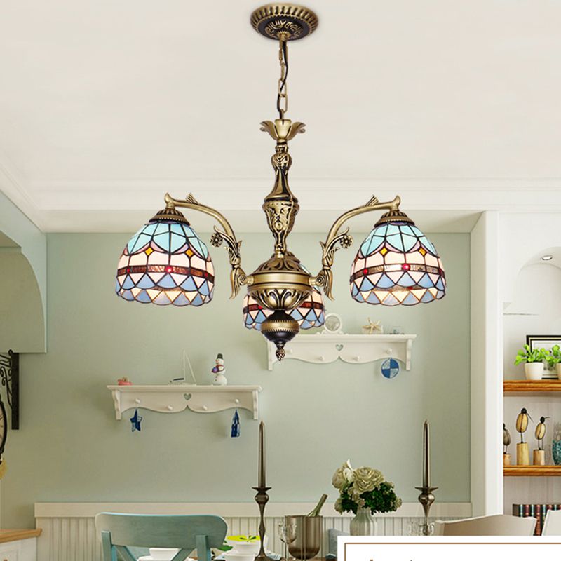Blu 5/9/11 Luci lampadario Lampada Tiffany Cut Glass Coled Shade Sospension Ciondolo