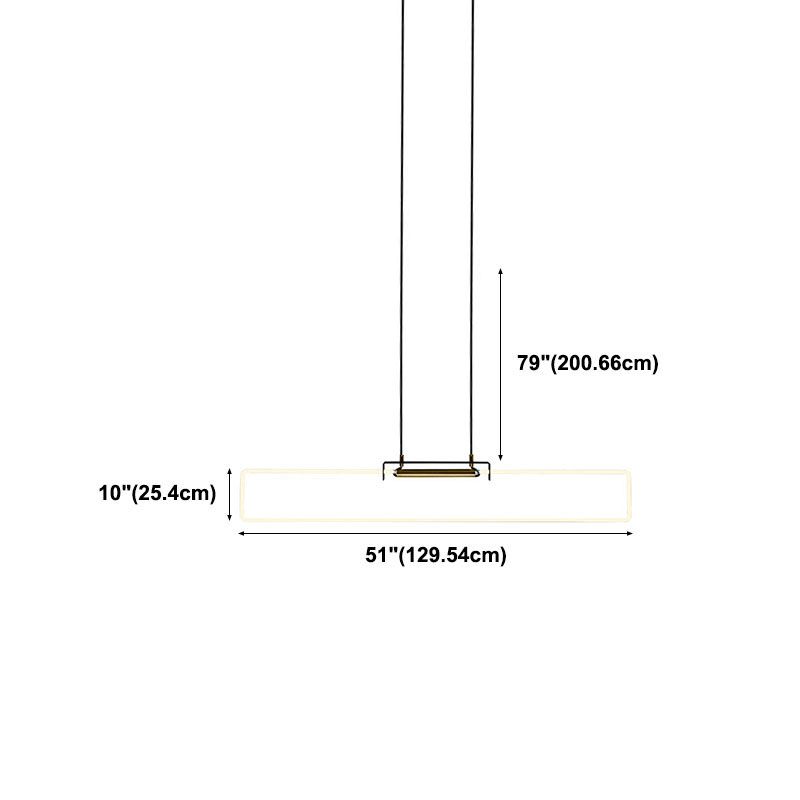 Black Linear Hanging Lamp in Modern Simplicity Acrylic LED Pendant Light for Dining Room