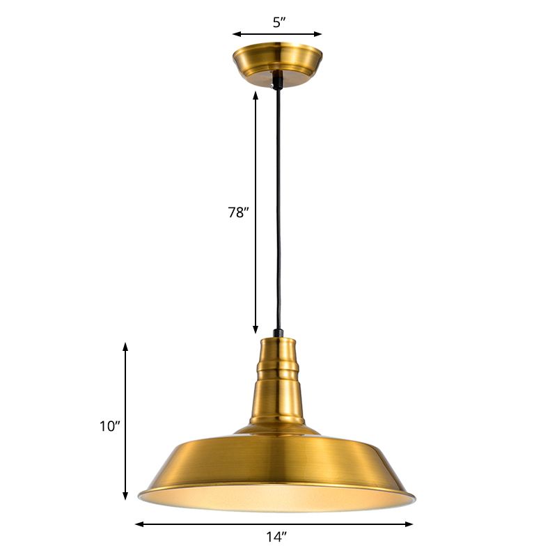 Barn Shaped Living Room Pendant Industrial Style Metal 1 Head Copper/Gold Ceiling Hang Fixture