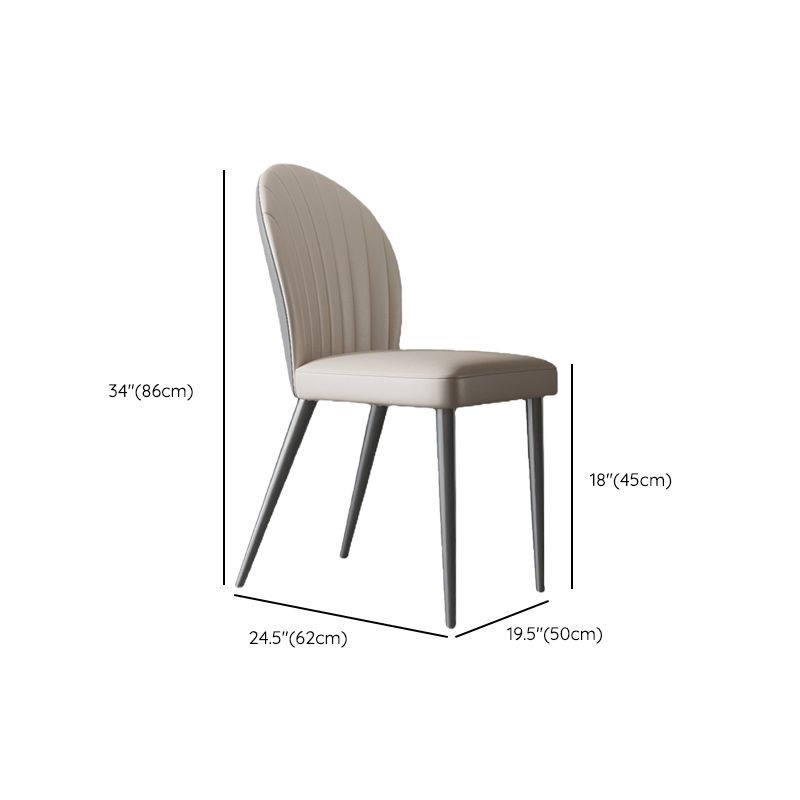 Contemporary Side Chair Metal Solid Back Dining Room Chair for Indoor