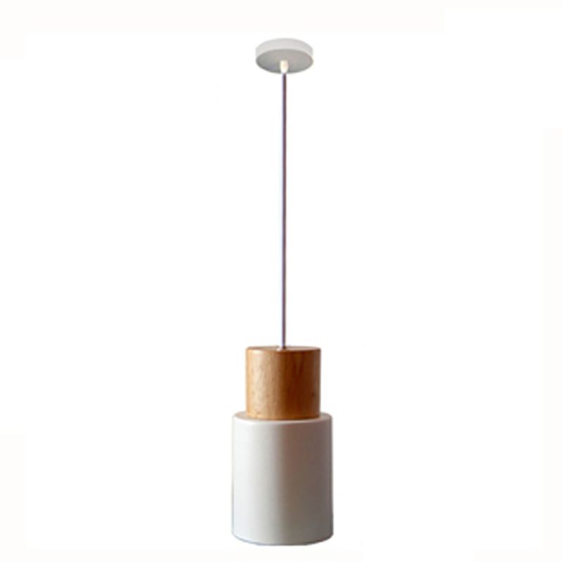 Lámpara colgante de 1 luz de estilo colgante de estilo macarrón con madera para dormitorio