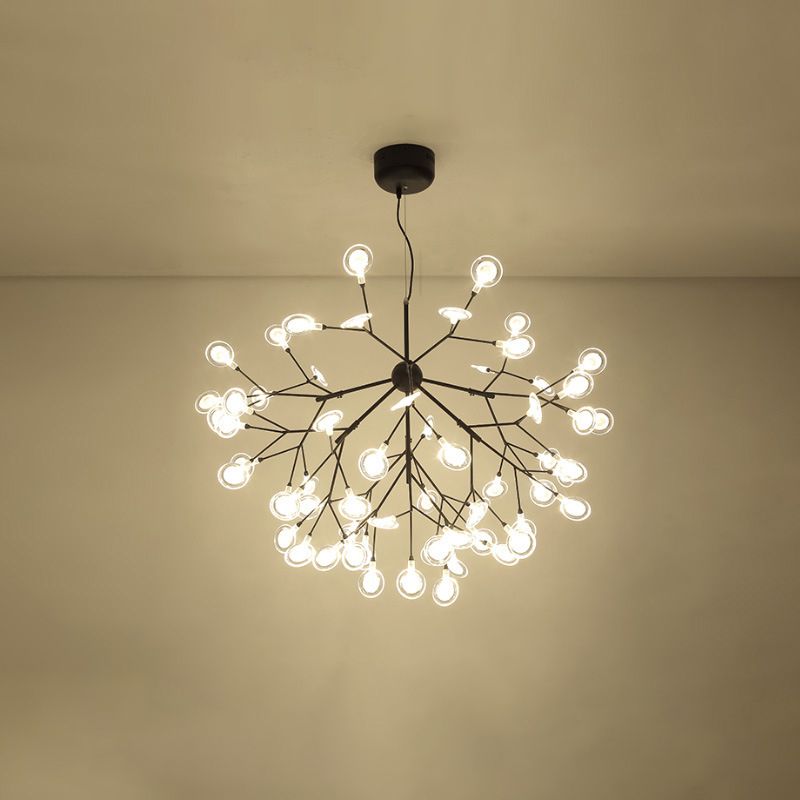 Simplicity Leaf Chandelier Lamp Acrylic Living Room LED Drop Pendant with Branch-Like Wireframe