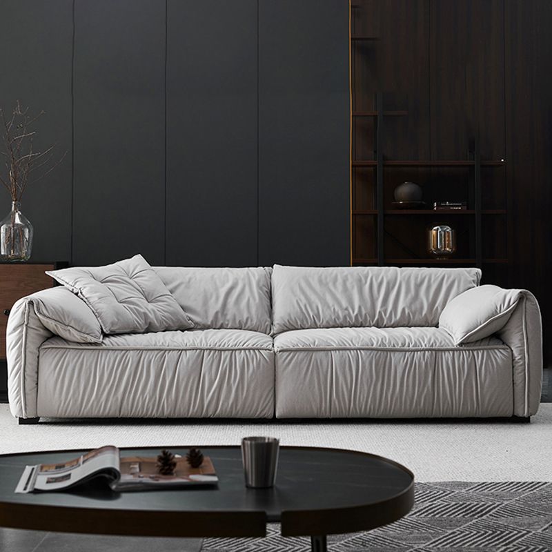 Contemporary Standard Pillow Top Arm Sofa Couch with Pillows in Grey