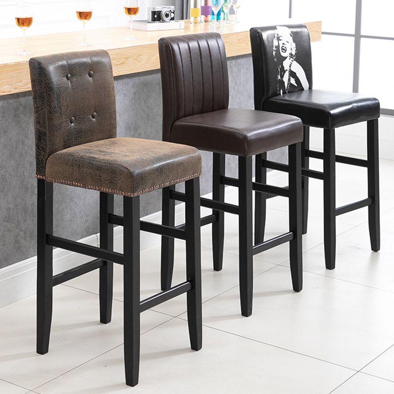 Contemporary Leather Solid Wood Barstool Bristol Bar Stool with Low Back