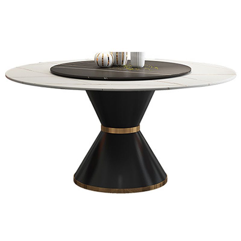 Contemporary Style Round Dining Table Steel Pedestal Base Table for Room